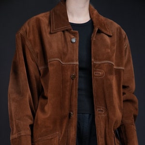 Luxury Suede Leather Coat Vintage caramel brown image 1