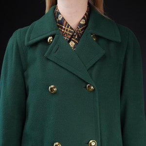 Aquascutum Dark Green Double-Breasted Vintage Wool Coat 20% Cashmere Made in England image 1