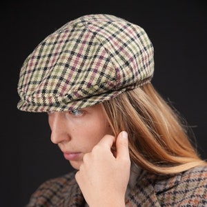 Checkered Vintage Hat Wool Beret image 1