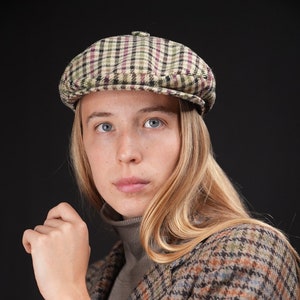 Checkered Vintage Hat Wool Beret image 2