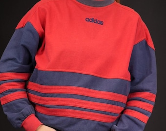 Adidas 80s Vintage Sweatshirt in Red and Blue | Unisex