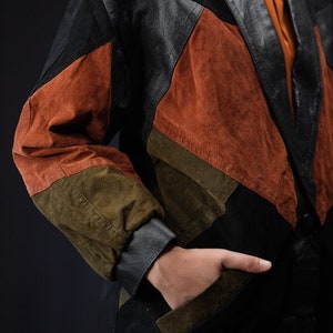 Vintage 1980s Patchwork Leather Suede Jacket. Western. Men's