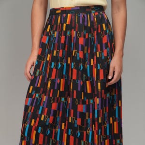Saia vintage com estampa abstrata dos anos 80 | Fabricada no Japão, 100% rayon | Saia fluida de verão | Tamanho G