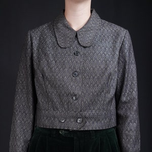 Vintage Collared Button-Up Wool Blouse 60s image 1