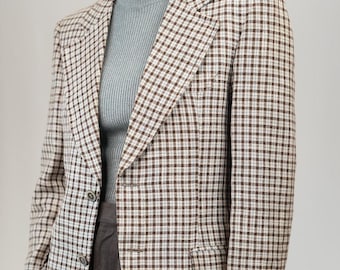 Blazer vintage a cuadros con solapas anchas / Talla M (EU 48, US 38) para hombre / Años 60, confeccionado en Perugia, Italia