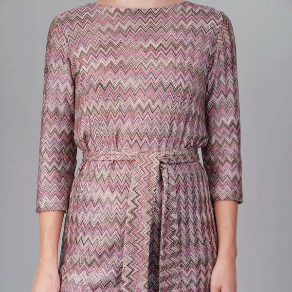 Chevron Print Pleated Textured Halter Draped Dress main image 0