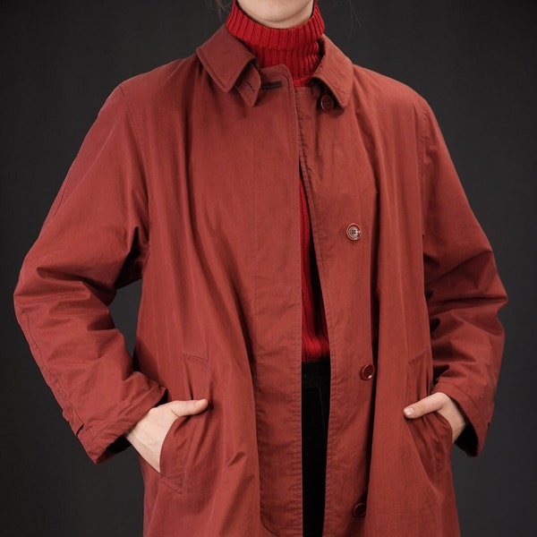 Trench-coat vintage rouge bordeaux | Schneiders Salzbourg | Avec doublure en laine
