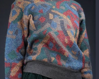 Missoni Vintage Sweater with colorful abstract pattern 90s / Made in Italy / Missoni Sport