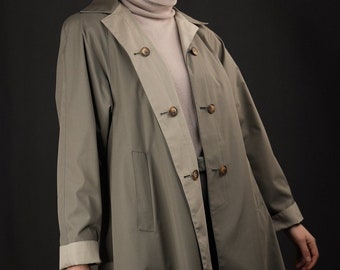 Invertible Trench-coat Vintage in Beige and Grey | Women's Trench | 1980s