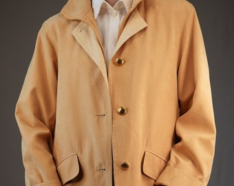 Vintage Micro-Suede Overcoat in Golden Yellow | Alcron | 1990s