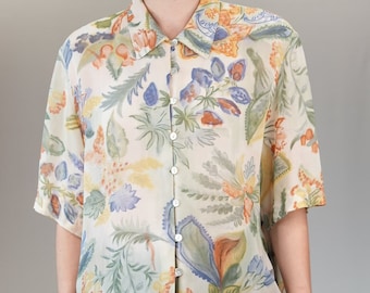 Transparente Vintage Bluse mit Blumenmuster Vintage 90er Jahre | Hergestellt in Deutschland | Gerry Weber