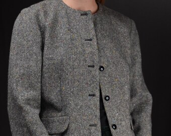 Luisa Spagnoli Vintage Tweed Jacket in Grey | Oxford Tweed 1980s