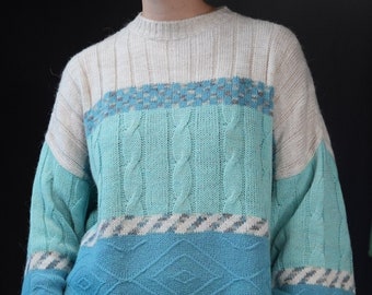 KAPPA Vintage Wool Sweater Knitted in Turquoise | with Alpaca | Made in Italy