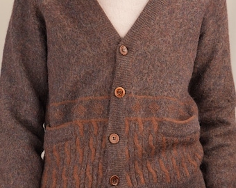 Umberto Vallati Vintage Cardigan with Knitted Pattern | 1980s