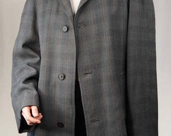 Vintage Showerproof Wool Overcoat in Steel Grey | Made in England