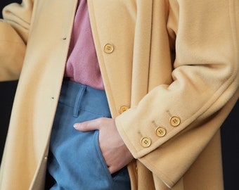 Luisa Spagnoli Light Yellow Vintage Wool Coat | Made in Italy