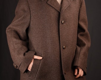 Paul Smith Vintage Pure Wool Coat in Brown | Scottish Wool Fabric | 1980s