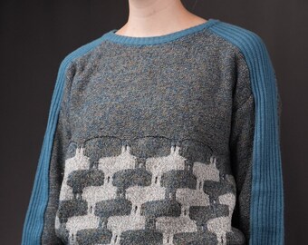 Vintage ADIDAS patterned Wool Sweater - 80s - 90s