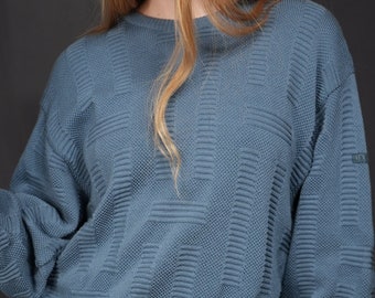 Knitted Vintage Sweater by März in stone blue / Made in West Germany