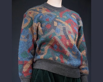 Missoni Vintage Sweater with colorful abstract pattern 90s / Made in Italy / Missoni Sport