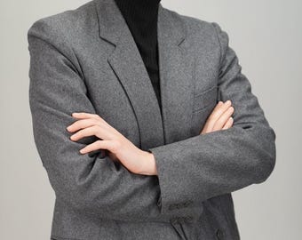 Blazer classique en laine italienne (Gris Clair) | Croisé | Taille M pour femmes | En excellent état