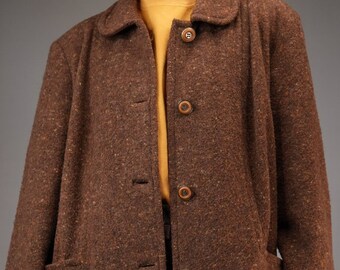 Vintage Wool Coat in Brown | Women's Vintage Coat | 1980s