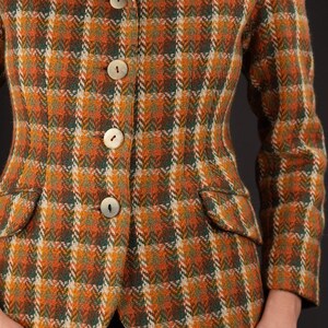 Hand-Tailored Vintage Tweed Blazer Green Orange | Women's Blazers