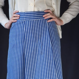 1950s Vintage Skirt in Blue with Flower Pattern Handmade image 1