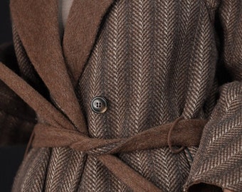 Pure Alpaca Coat with Herringbone Pattern | 100% Alpaca | Luigi Colombo, Hand-tailored in Italy