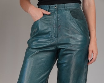 Vintage Navy Blue Leather Pants S/M - Etsy