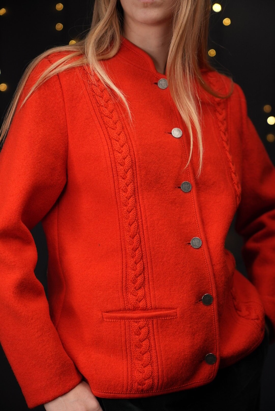 Steinbock Boiled Wool Jacket in Bright Red | Vintage Tyrol Jacket