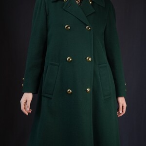 Aquascutum Dark Green Double-Breasted Vintage Wool Coat 20% Cashmere Made in England image 2