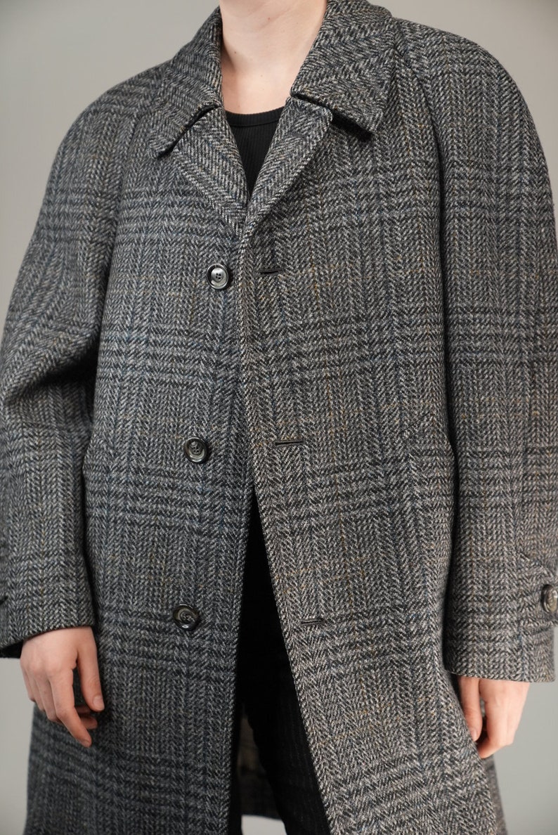 Vintage Tweed Overcoat Pure Wool Male Vintage Wool Coat 1980s image 7