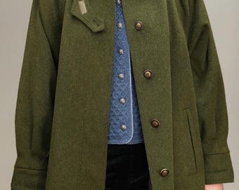 Forest Green Loden Coat by Dolomiten | With Removable Hood