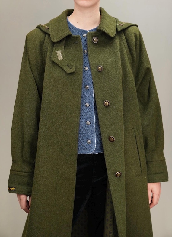 Forest Green Loden Coat by Dolomiten | With Removable Hood