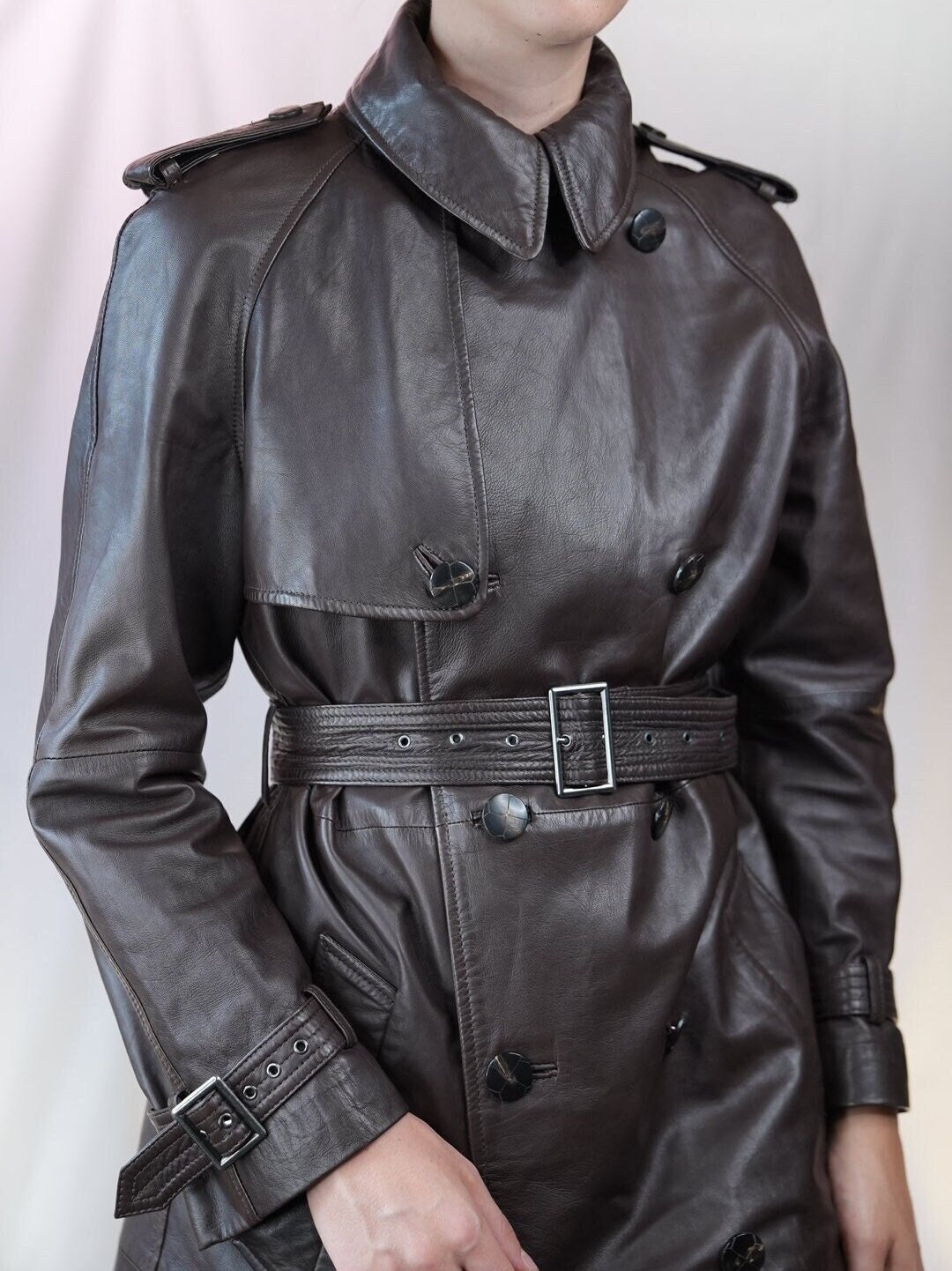 Black Silk Serai Belted Trench Coat