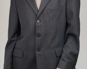 Blazer italiano vintage de lana con estampado de cuadros / Tejido de Marzotto / Talla XXL para hombre (EU 54, US 44) / Años 90, confeccionado en Italia