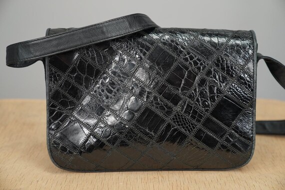 Italian Snake-embossed Leather Patchwork Bag | 80… - image 4