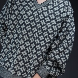 Checkered Vintage Wool Sweater black and white image 4