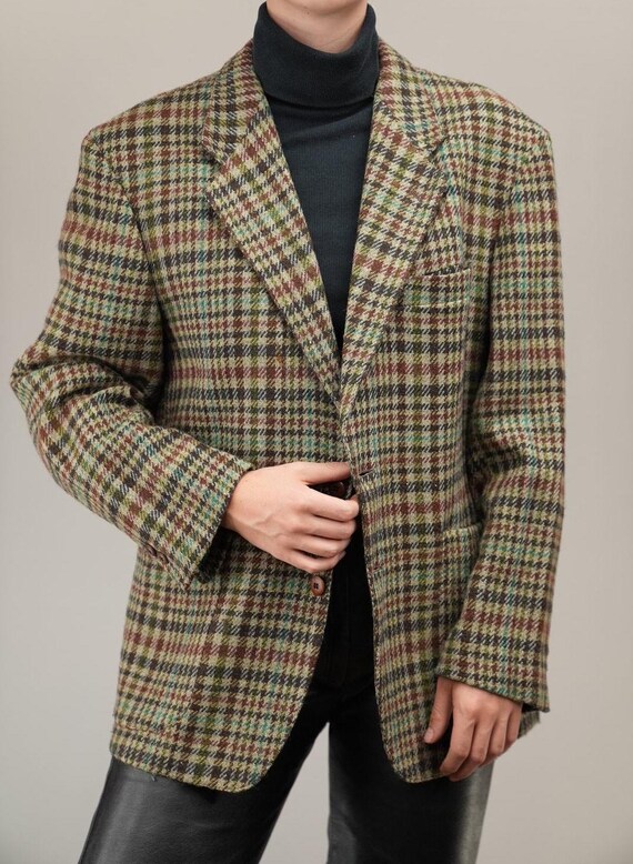 Veste De Campagne Game Tweed Homme, Vert à Carreaux, Laine, Taille L