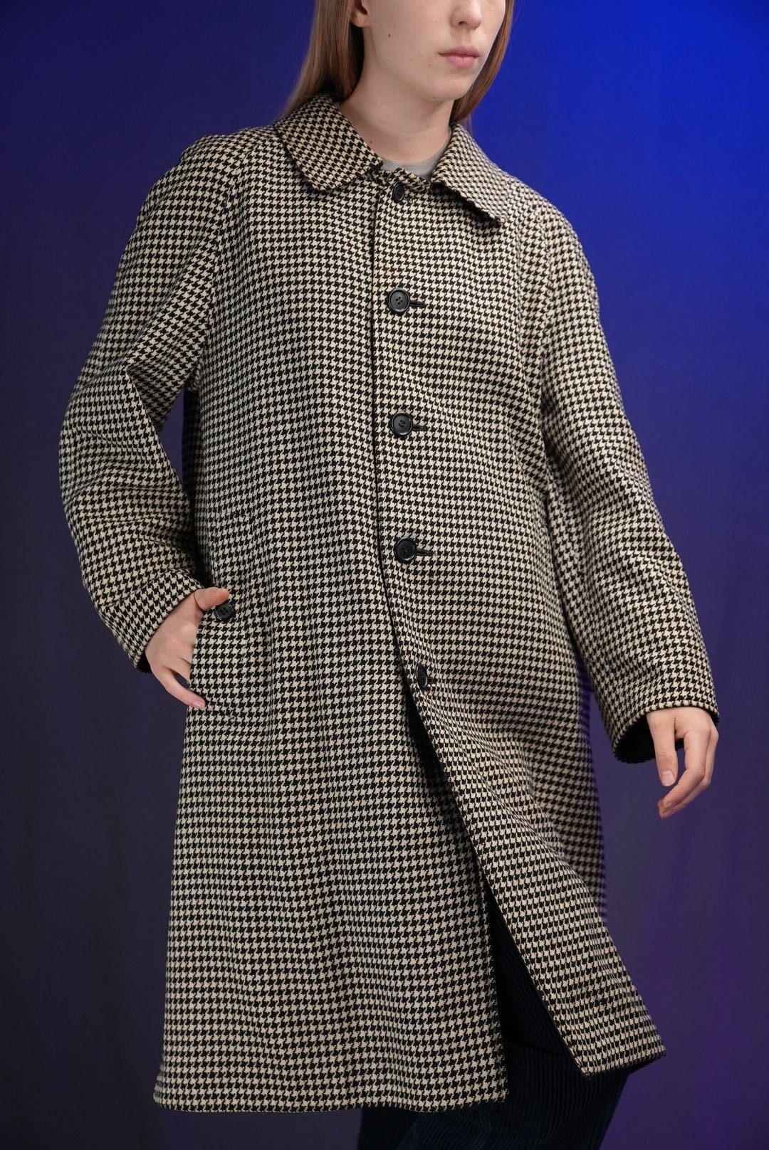 Burberrys Invertible Vintage Trench-coat With Houndstooth Pattern