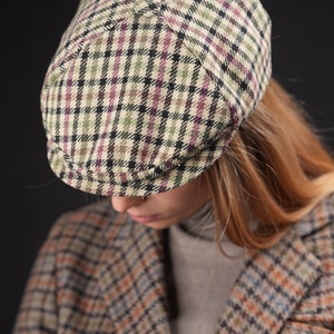 Checkered Vintage Hat Wool Beret image 3
