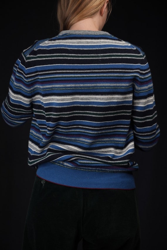 Henry Cottons Striped Vintage Wool Sweater Blue |… - image 3