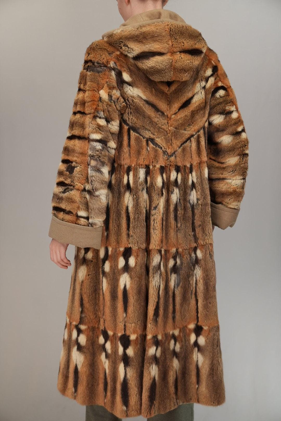 Rare Wild Hamster Fur Coat With Hood and Wooden Toggles | Made in