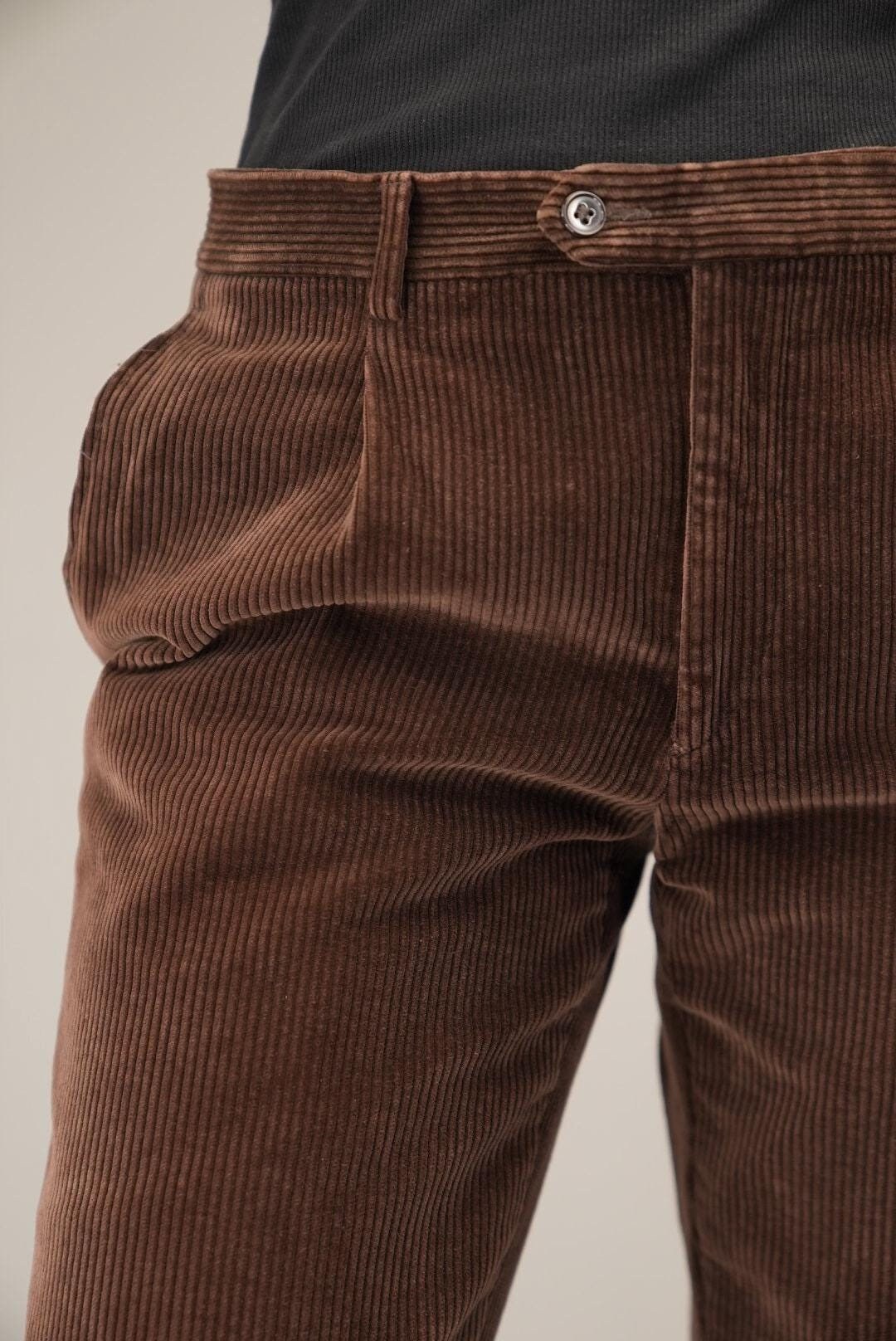 Emidio Tucci One-Tuck Corduroy Pants, Men's, Size W37 cotton brown type Vintage Second Hand