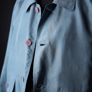 Silk Bomber-jacket Vintage light blue John Slim, Made in Italy image 5