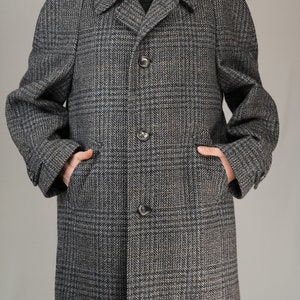 Vintage Tweed Overcoat Pure Wool Male Vintage Wool Coat 1980s image 2