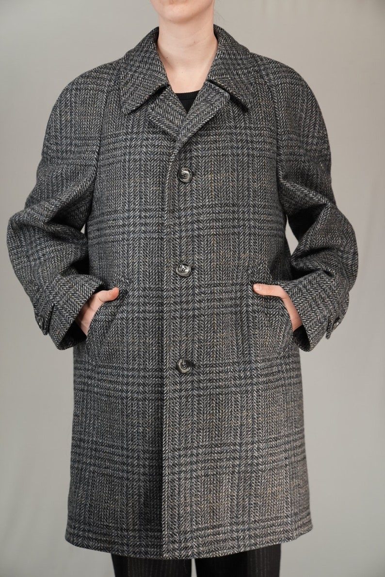 Vintage Tweed Overcoat Pure Wool Male Vintage Wool Coat 1980s image 2