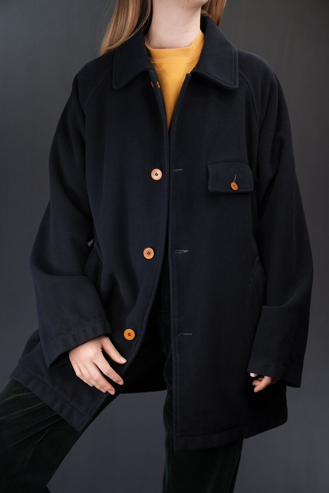 ジャケット・アウター CP COMPANY wool coat 90s made in italy CP Company Vintage Wool Overcoat | 30% Cashmere | Dark Blue