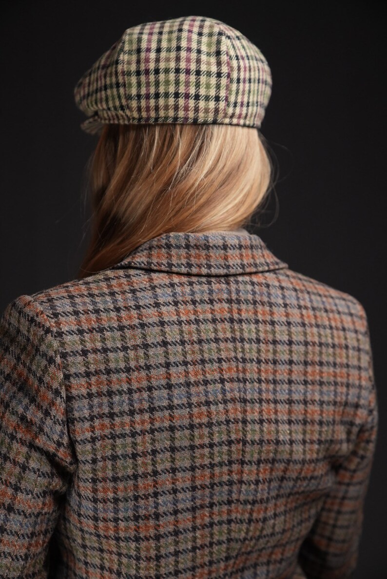 Checkered Vintage Hat Wool Beret image 4